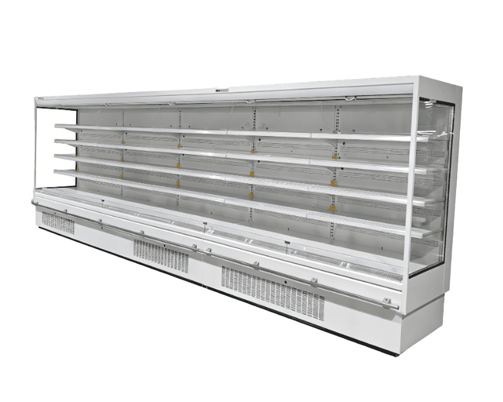 Lodówka o dużej pojemności do zastosowań komercyjnych na świeżym powietrzu, typu „Grab and Go Display”.